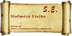 Stefanics Etelka névjegykártya